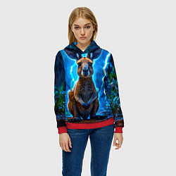 Толстовка-худи женская Кенгуру в разрядах молнии, цвет: 3D-красный — фото 2