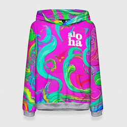 Толстовка-худи женская Abstract floral pattern - aloha, цвет: 3D-меланж