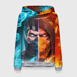 Толстовка-худи женская Mortal Kombat - Саб-зиро и Скорпион, цвет: 3D-меланж