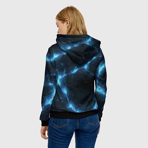 Женская толстовка Синий свет из черной плиты / 3D-Черный – фото 4