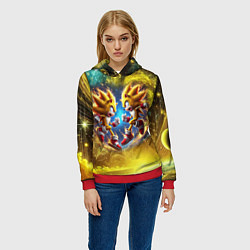 Толстовка-худи женская Sonic and Shadow battle in space - movie, цвет: 3D-красный — фото 2