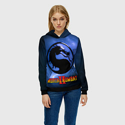 Толстовка-худи женская Мортал комбат 2 - логотип, цвет: 3D-черный — фото 2
