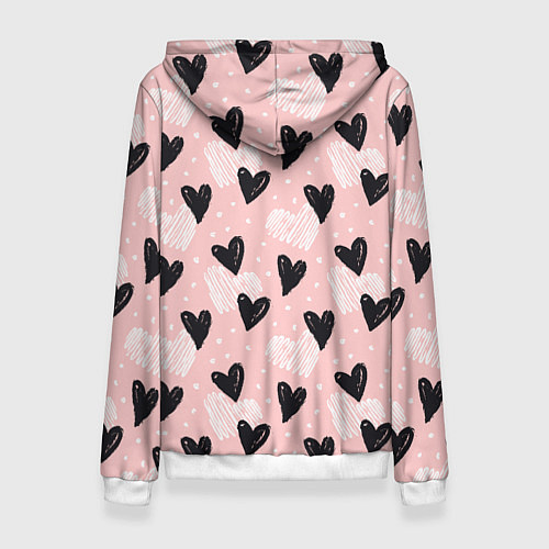 Женская толстовка Романтичный паттерн с сердечками на розовом фоне / 3D-Белый – фото 2
