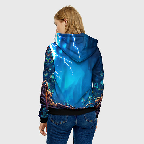 Женская толстовка Павлин и молния / 3D-Черный – фото 4