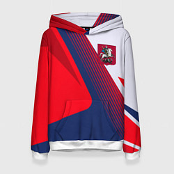 Толстовка-худи женская Герб Москвы, цвет: 3D-белый