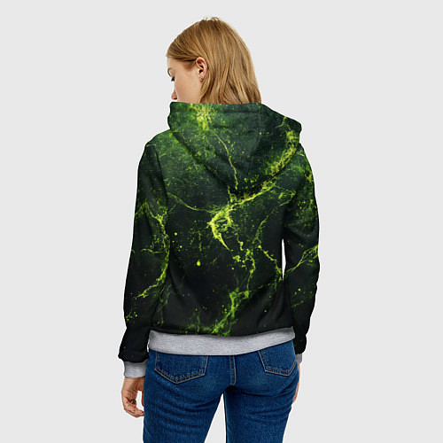 Женская толстовка Зеленые волокна - текстура / 3D-Меланж – фото 4