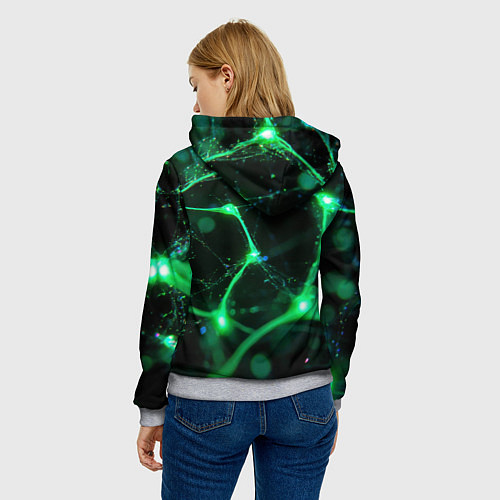 Женская толстовка Зеленый нейроны / 3D-Меланж – фото 4