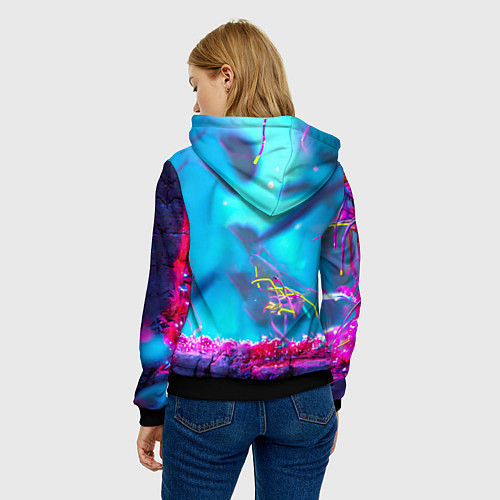 Женская толстовка Розовый снегирь / 3D-Черный – фото 4