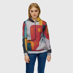Толстовка-худи женская Абстракция с прямоугольниками, цвет: 3D-меланж — фото 2