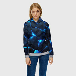Толстовка-худи женская Неоновый синий свет из плит, цвет: 3D-меланж — фото 2