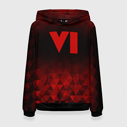 Толстовка-худи женская GTA 6 red poly, цвет: 3D-черный