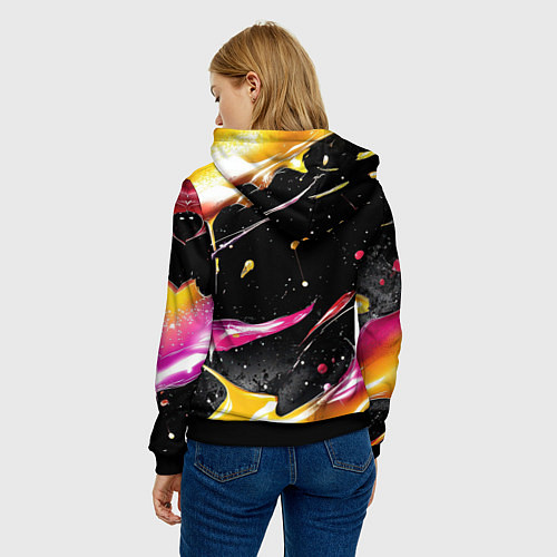 Женская толстовка Мазки краски на черном / 3D-Черный – фото 4