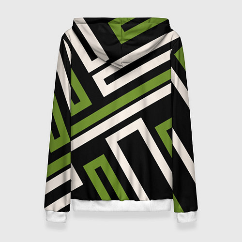Женская толстовка Прямоугольники по диагонали-зеленый, черный / 3D-Белый – фото 2