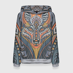 Женская толстовка Орнаментальный волк с узорами стилизованный