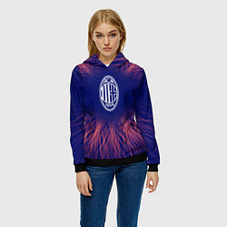 Толстовка-худи женская AC Milan red energy, цвет: 3D-черный — фото 2