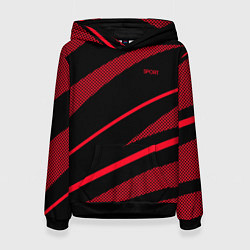 Толстовка-худи женская Sport чёрный и красный полосы, цвет: 3D-черный