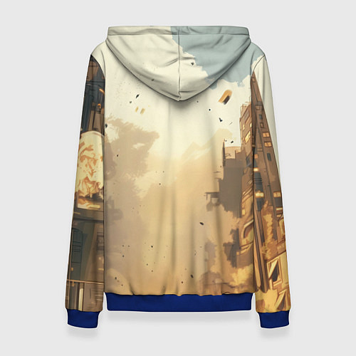 Женская толстовка Бэтмен и разрушенный город / 3D-Синий – фото 2