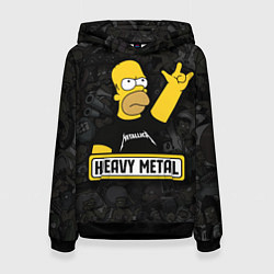 Толстовка-худи женская Heavy metal Гомер симпсон, цвет: 3D-черный