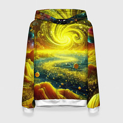 Толстовка-худи женская Neon galaxy - ai art fantasy, цвет: 3D-белый