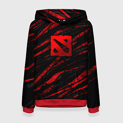 Толстовка-худи женская Dota 2 - красные потертости, цвет: 3D-красный