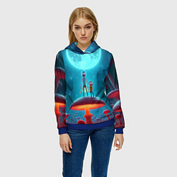 Толстовка-худи женская Рик и Морти в стране неоновых гигантских грибов, цвет: 3D-синий — фото 2
