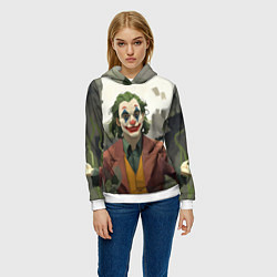 Толстовка-худи женская Довольный Джокер, цвет: 3D-белый — фото 2