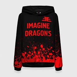Толстовка-худи женская Imagine Dragons - red gradient посередине, цвет: 3D-черный