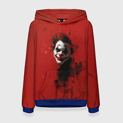 Толстовка-худи женская Джокер в красном фоне, цвет: 3D-синий