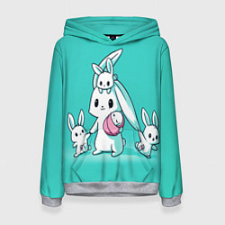 Толстовка-худи женская Кролик мама, цвет: 3D-меланж
