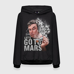 Толстовка-худи женская Илон Маск - Lets go to Mars, цвет: 3D-черный