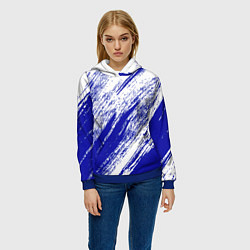 Толстовка-худи женская The color is white and blue, цвет: 3D-синий — фото 2
