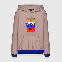 Толстовка-худи женская Стаканчик с мордочкой, цвет: 3D-синий