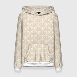 Толстовка-худи женская Элегантный бежевый узор с дамасками, цвет: 3D-белый