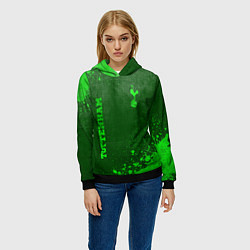 Толстовка-худи женская Tottenham - green gradient вертикально, цвет: 3D-черный — фото 2