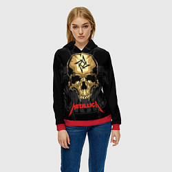 Толстовка-худи женская Metallica - skull with fangs, цвет: 3D-красный — фото 2
