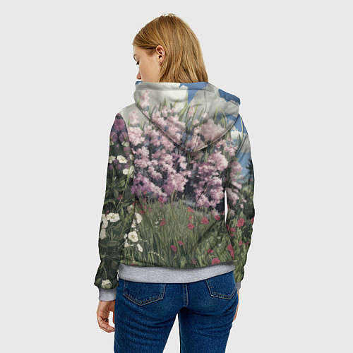 Женская толстовка Единорог на фоне сирени / 3D-Меланж – фото 4