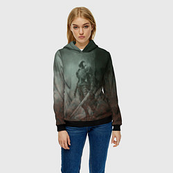 Толстовка-худи женская Элитный воин-скелет, цвет: 3D-черный — фото 2