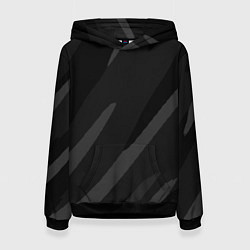 Толстовка-худи женская Чёрно-серый абстрактный полосы, цвет: 3D-черный