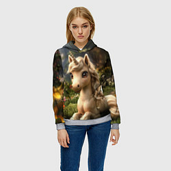 Толстовка-худи женская Единорожка кофейного цвета, цвет: 3D-меланж — фото 2