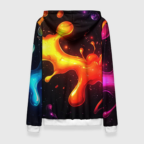 Женская толстовка Радужные кляксы на черном фоне / 3D-Белый – фото 2