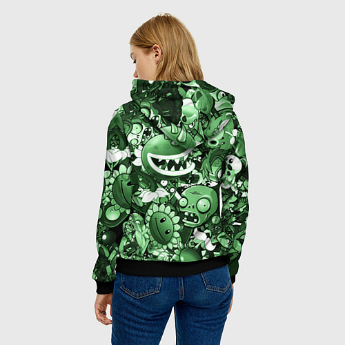Женская толстовка Растения против зомби в зеленом цвете / 3D-Черный – фото 4
