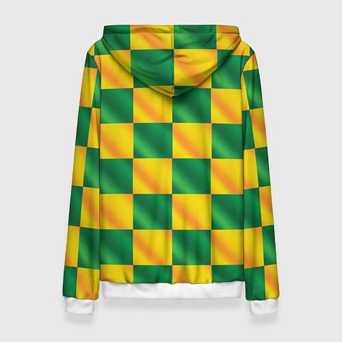 Женская толстовка Желтый и зеленый геометрический паттерн / 3D-Белый – фото 2