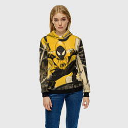 Толстовка-худи женская Черный человек-паук, цвет: 3D-черный — фото 2