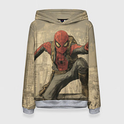 Толстовка-худи женская Человек-паук готов спасать мир, цвет: 3D-меланж