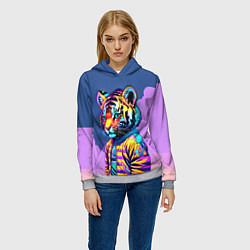 Толстовка-худи женская Cool tiger cub - pop art, цвет: 3D-меланж — фото 2