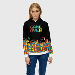 Толстовка-худи женская Game over, цвет: 3D-белый — фото 2