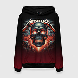 Толстовка-худи женская Metallica - fire skull, цвет: 3D-черный