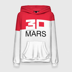 Толстовка-худи женская 30 Seconds to Mars poster, цвет: 3D-белый