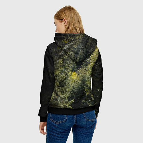 Женская толстовка Лес мой храм - дух леса медведь Велес / 3D-Черный – фото 4