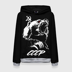 Толстовка-худи женская Суровый медведь из СССР, цвет: 3D-меланж
